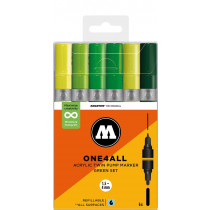 ONE4ALL™ Acrylic Twin 1,5mm/4mm 6x Green Set-Clear Box